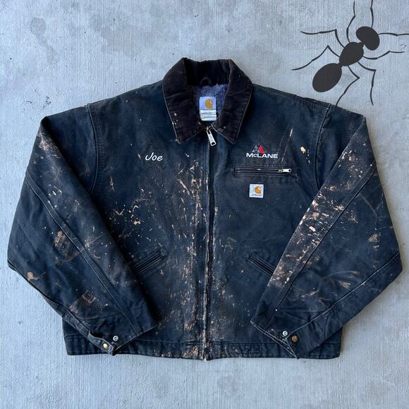 Vintage Y2K Carhartt J001 black Detroit work wear jacket - Picture 1 of 10